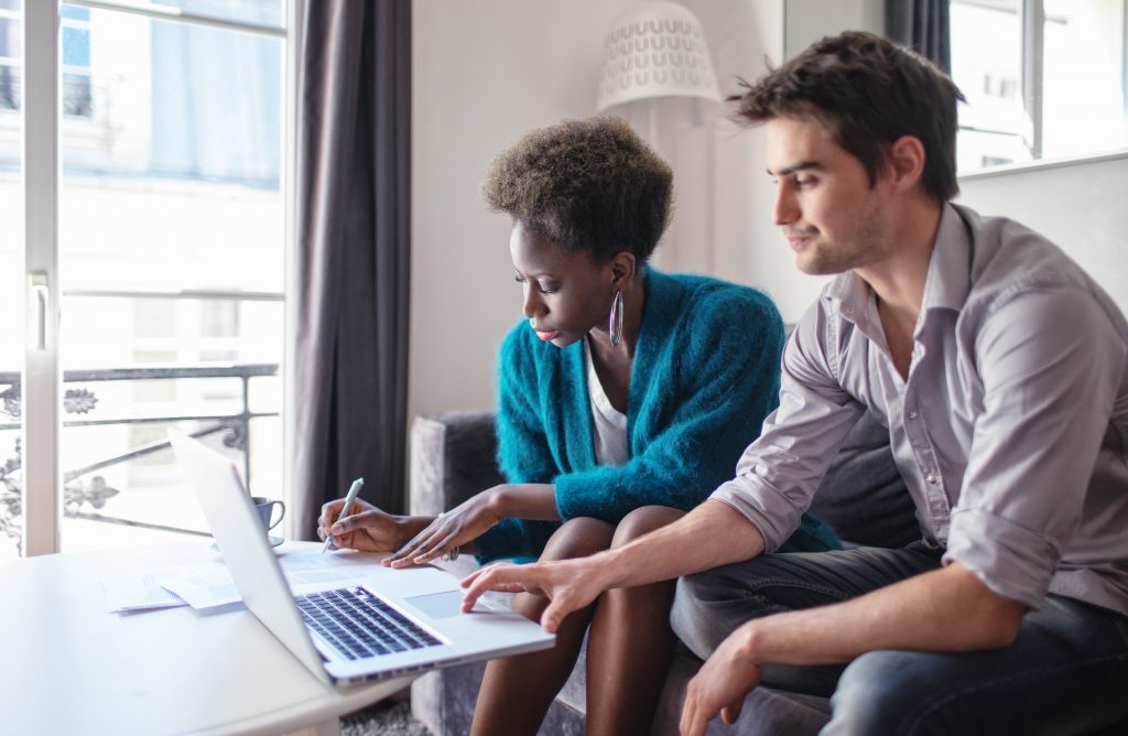 Business partners working at home